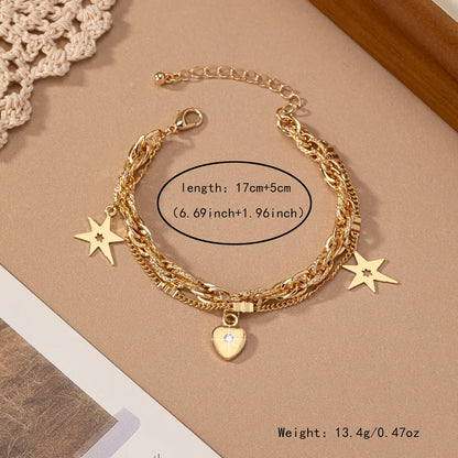 IG Style Star Heart Shape Alloy Plating Glass Unisex Bracelets