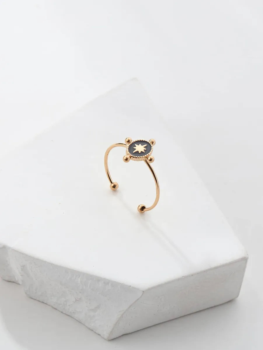 Ig Style Star Oval Water Droplets Stainless Steel Enamel Plating 18k Gold Plated Open Rings