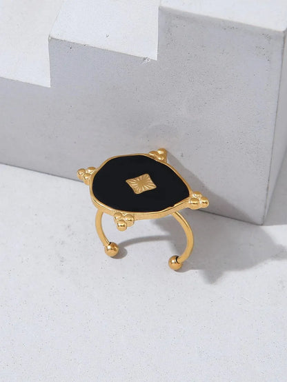 Ig Style Star Oval Water Droplets Stainless Steel Enamel Plating 18k Gold Plated Open Rings