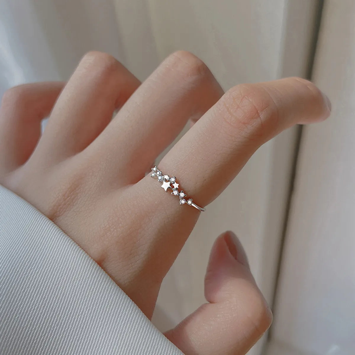 Ig Style Star Sterling Silver Inlay Zircon Rings