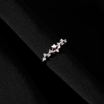 Ig Style Star Sterling Silver Inlay Zircon Rings