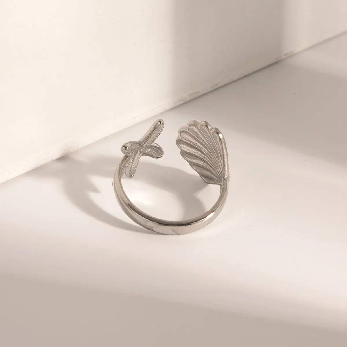 Ig Style Starfish Shell Stainless Steel Open Rings