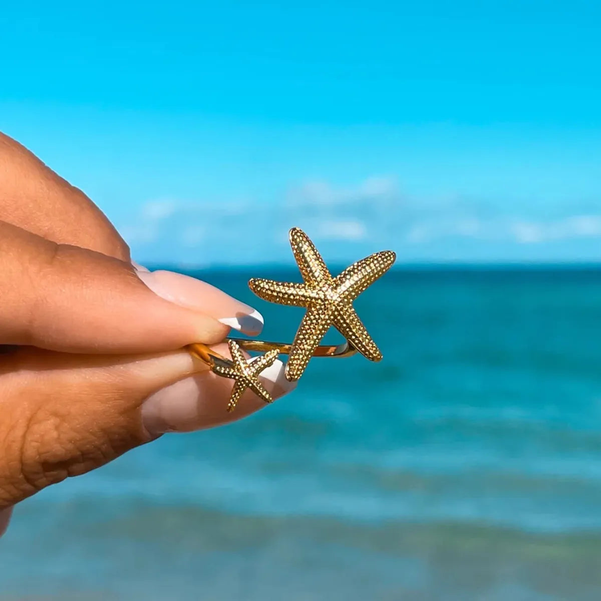 Wholesale Jewelry IG Style Starfish 304 Stainless Steel Plating Open Rings