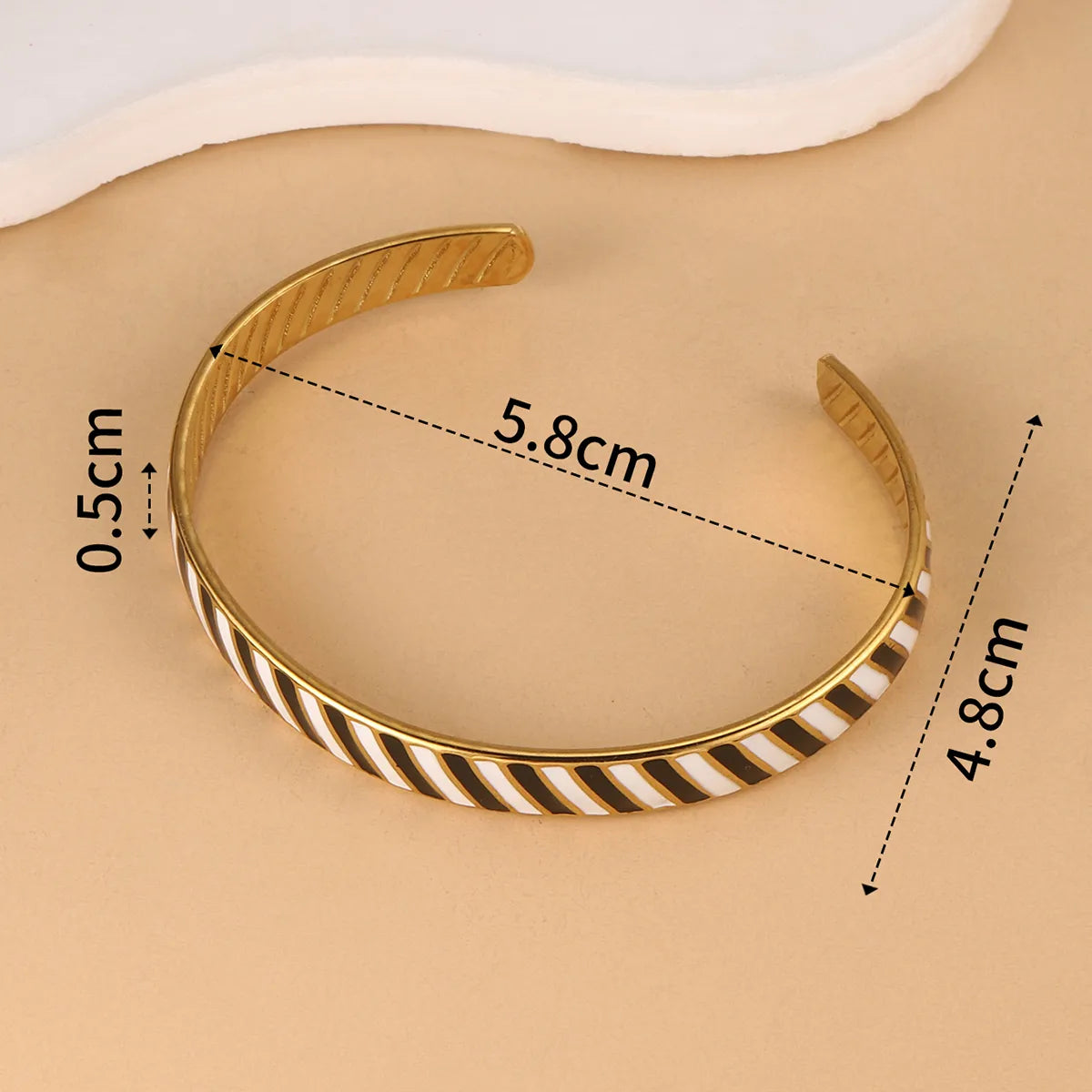 IG Style Stripe 304 Stainless Steel 14K Gold Plated Women'S Bangle