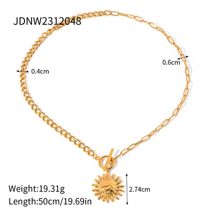 Ig Style Sun Stainless Steel 18k Gold Plated Earrings Necklace