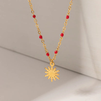 Ig Style Sunflower Stainless Steel Plating 18k Gold Plated Necklace