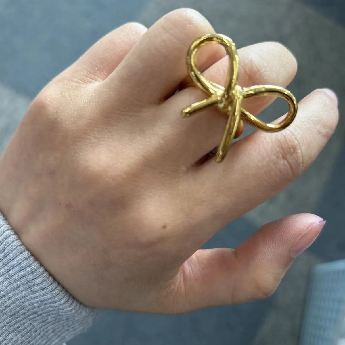 IG Style Sweet Bow Knot 304 Stainless Steel 18K Gold Plated Rings In Bulk