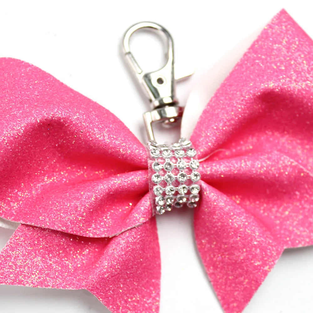 IG Style Sweet Bow Knot Cloth Inlay Rhinestones Bag Pendant Keychain