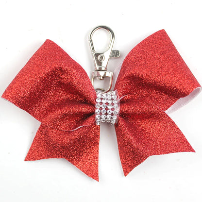 IG Style Sweet Bow Knot Cloth Inlay Rhinestones Bag Pendant Keychain