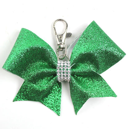 IG Style Sweet Bow Knot Cloth Inlay Rhinestones Bag Pendant Keychain