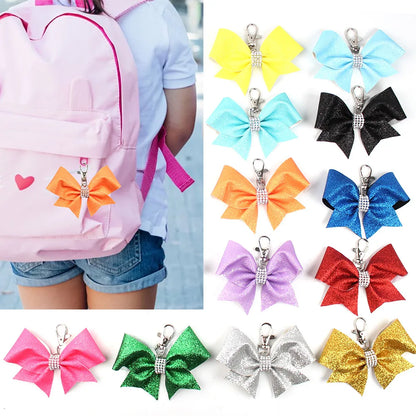 IG Style Sweet Bow Knot Cloth Inlay Rhinestones Bag Pendant Keychain