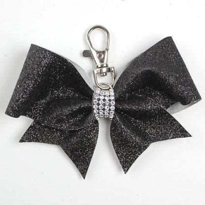 IG Style Sweet Bow Knot Cloth Inlay Rhinestones Bag Pendant Keychain