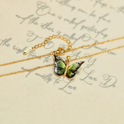 IG Style Sweet Butterfly 304 Stainless Steel Plastic Copper Inlay Women'S Pendant Necklace