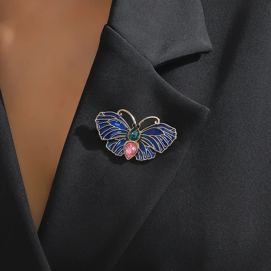 IG Style Sweet Butterfly Alloy Enamel Inlay Artificial Rhinestones Women'S Brooches