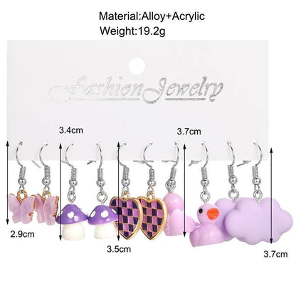 Ig Style Sweet Clouds Animal Heart Shape Arylic Enamel Women's Drop Earrings