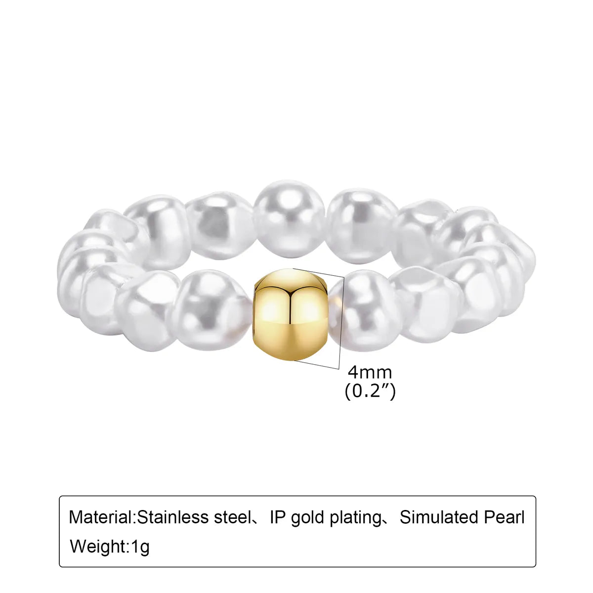 Ig Style Sweet Color Block Titanium Steel Irregular Plating Inlay Artificial Pearls 18k Gold Plated Rings