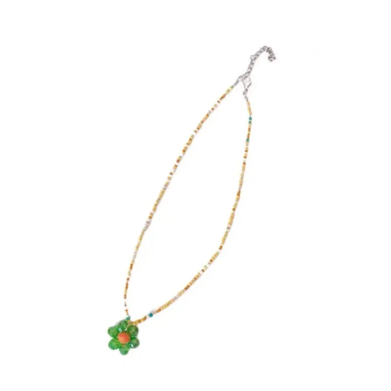 IG Style Sweet Flower Artificial Crystal Wholesale Pendant Necklace