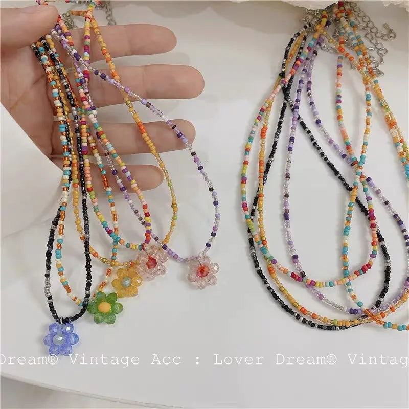 IG Style Sweet Flower Artificial Crystal Wholesale Pendant Necklace