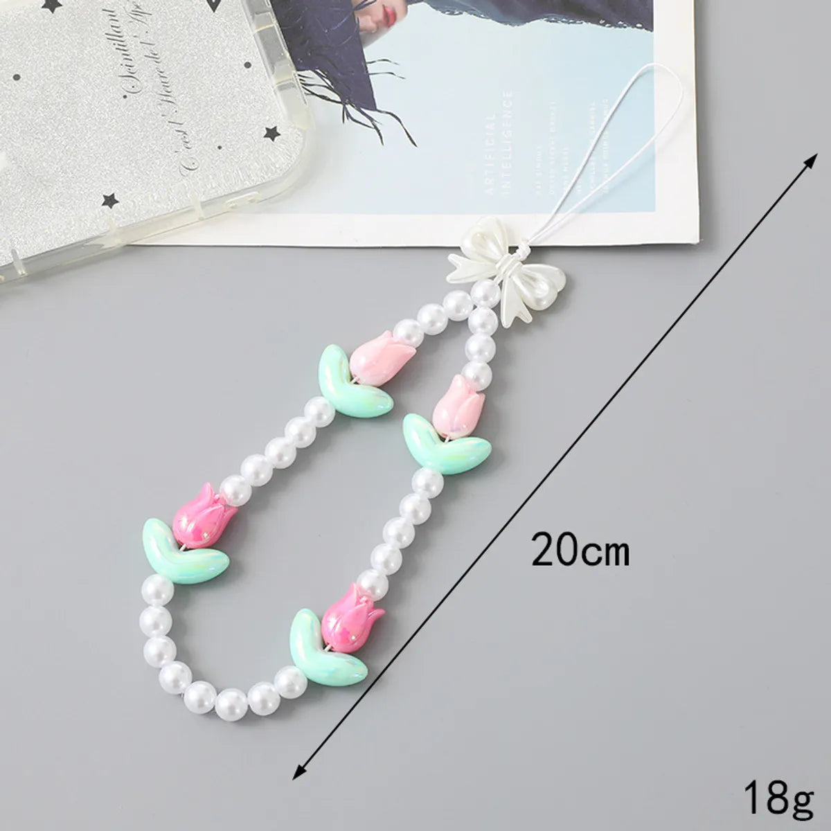 IG Style Sweet Flower Bow Knot Dice Beaded Beaded Chain Mobile Phone Chain