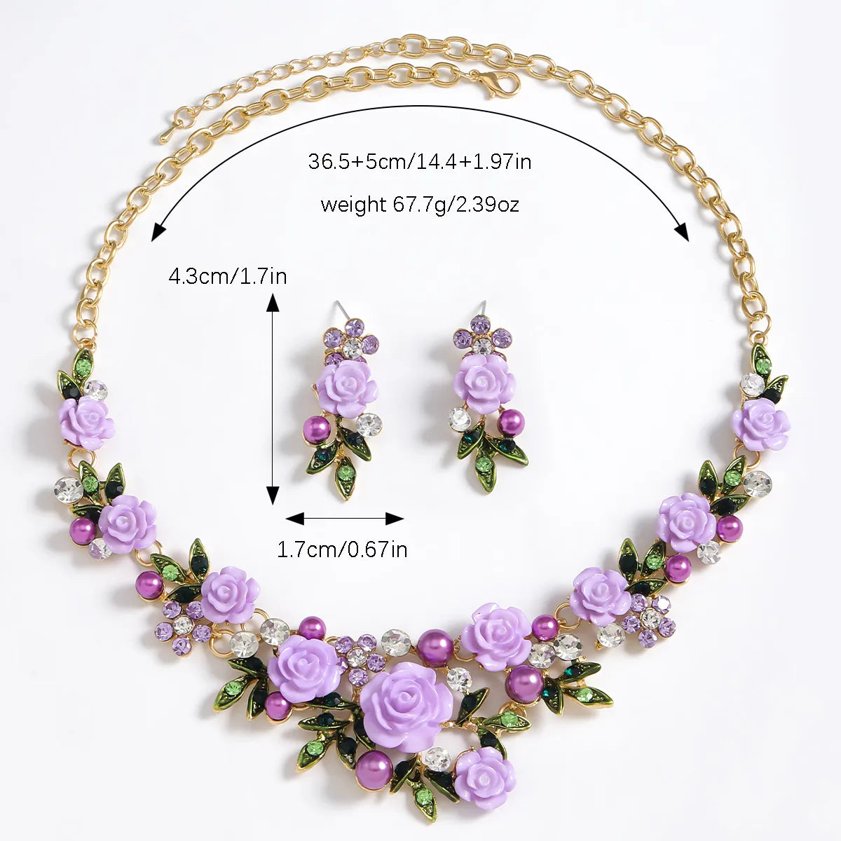 IG Style Sweet Flower K Gold Plated Enamel Rhinestones Pearl Alloy Wholesale Jewelry Set