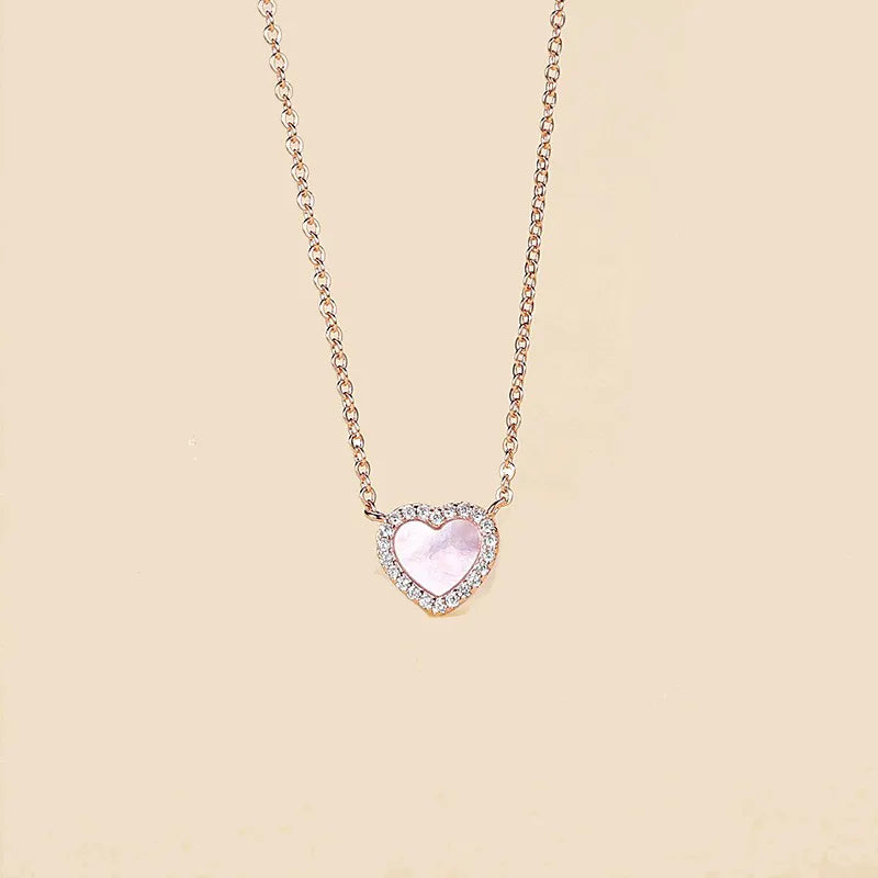 Ig Style Sweet Heart Shape Brass Gold Plated High Carbon Diamond Pendant Necklace In Bulk