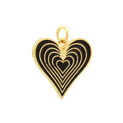 Ig Style Sweet Heart Shape Copper Enamel Plating 18k Gold Plated Jewelry Accessories