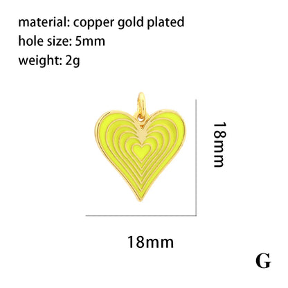 Ig Style Sweet Heart Shape Copper Enamel Plating 18k Gold Plated Jewelry Accessories