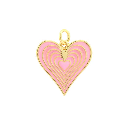 Ig Style Sweet Heart Shape Copper Enamel Plating 18k Gold Plated Jewelry Accessories