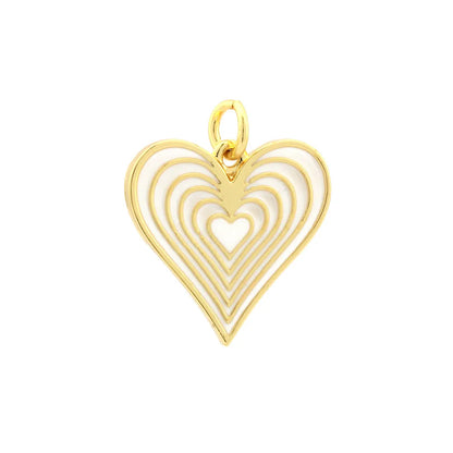 Ig Style Sweet Heart Shape Copper Enamel Plating 18k Gold Plated Jewelry Accessories