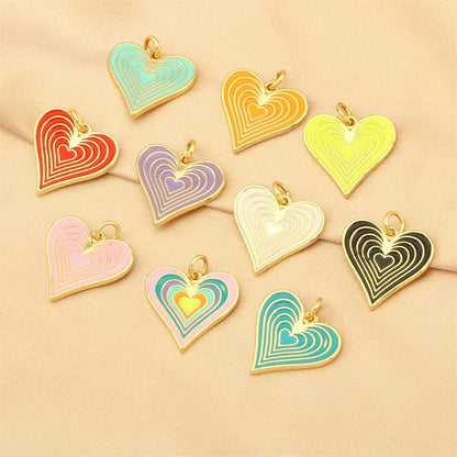 Ig Style Sweet Heart Shape Copper Enamel Plating 18k Gold Plated Jewelry Accessories