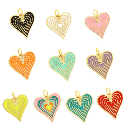 Ig Style Sweet Heart Shape Copper Enamel Plating 18k Gold Plated Jewelry Accessories