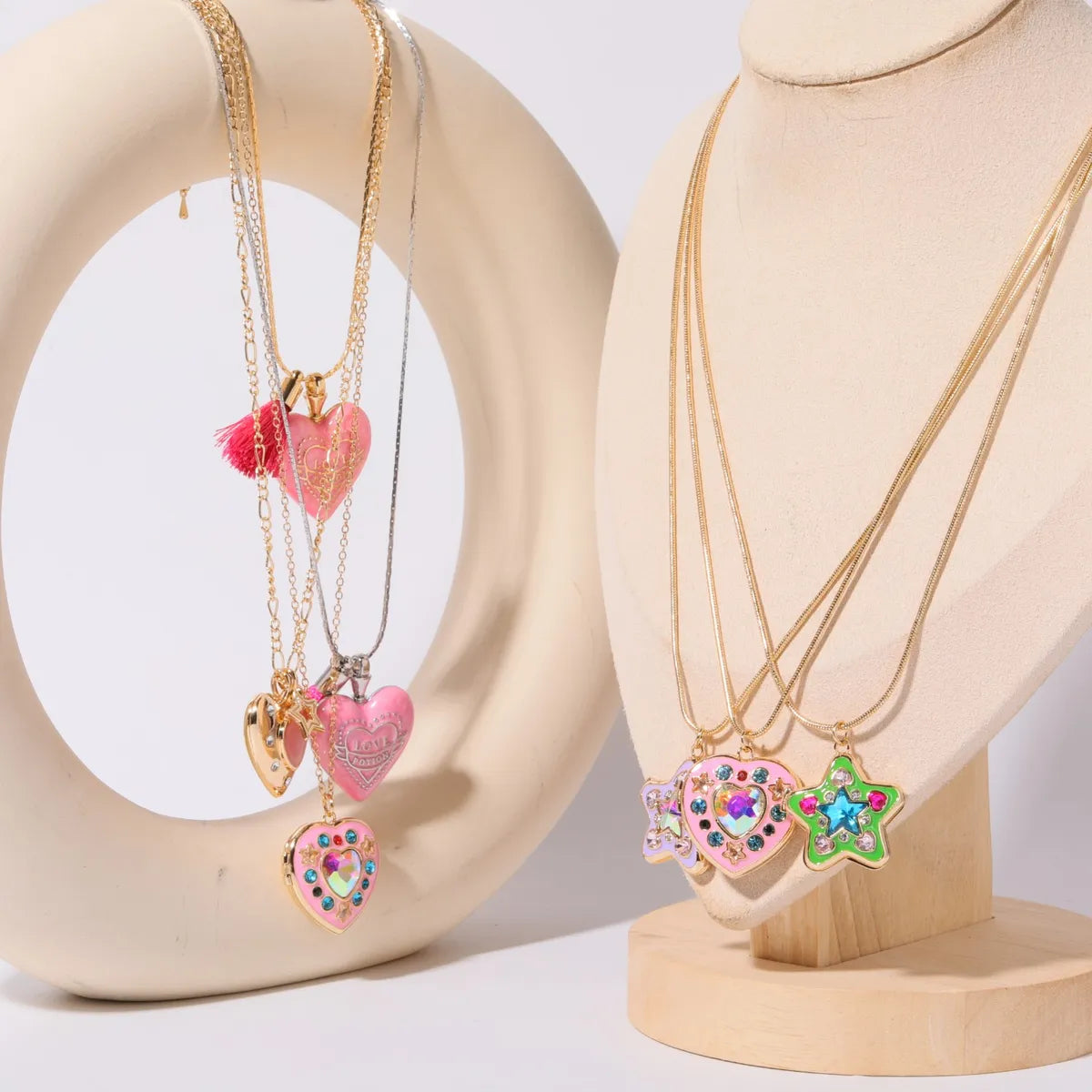 Ig Style Sweet Heart Shape Copper Plating 18k Gold Plated Pendant Necklace