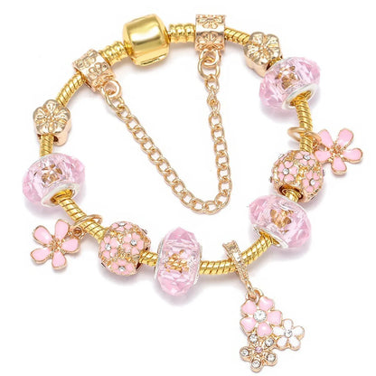 Ig Style Sweet Heart Shape Flower Butterfly Alloy Plating Inlay Artificial Crystal Rhinestones Women'S Bracelets