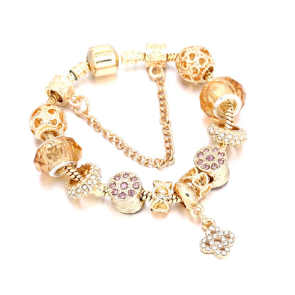 Ig Style Sweet Heart Shape Flower Butterfly Alloy Plating Inlay Artificial Crystal Rhinestones Women'S Bracelets