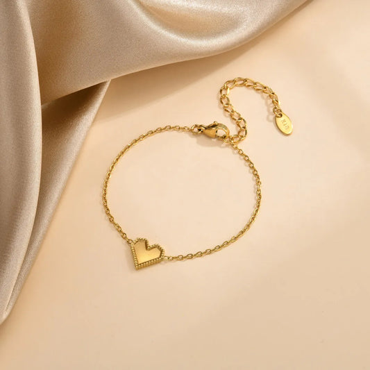 Ig Style Sweet Heart Shape Stainless Steel Plating 18k Gold Plated Bracelets