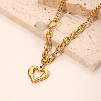 Ig Style Sweet Heart Shape Stainless Steel Plating 18k Gold Plated Pendant Necklace