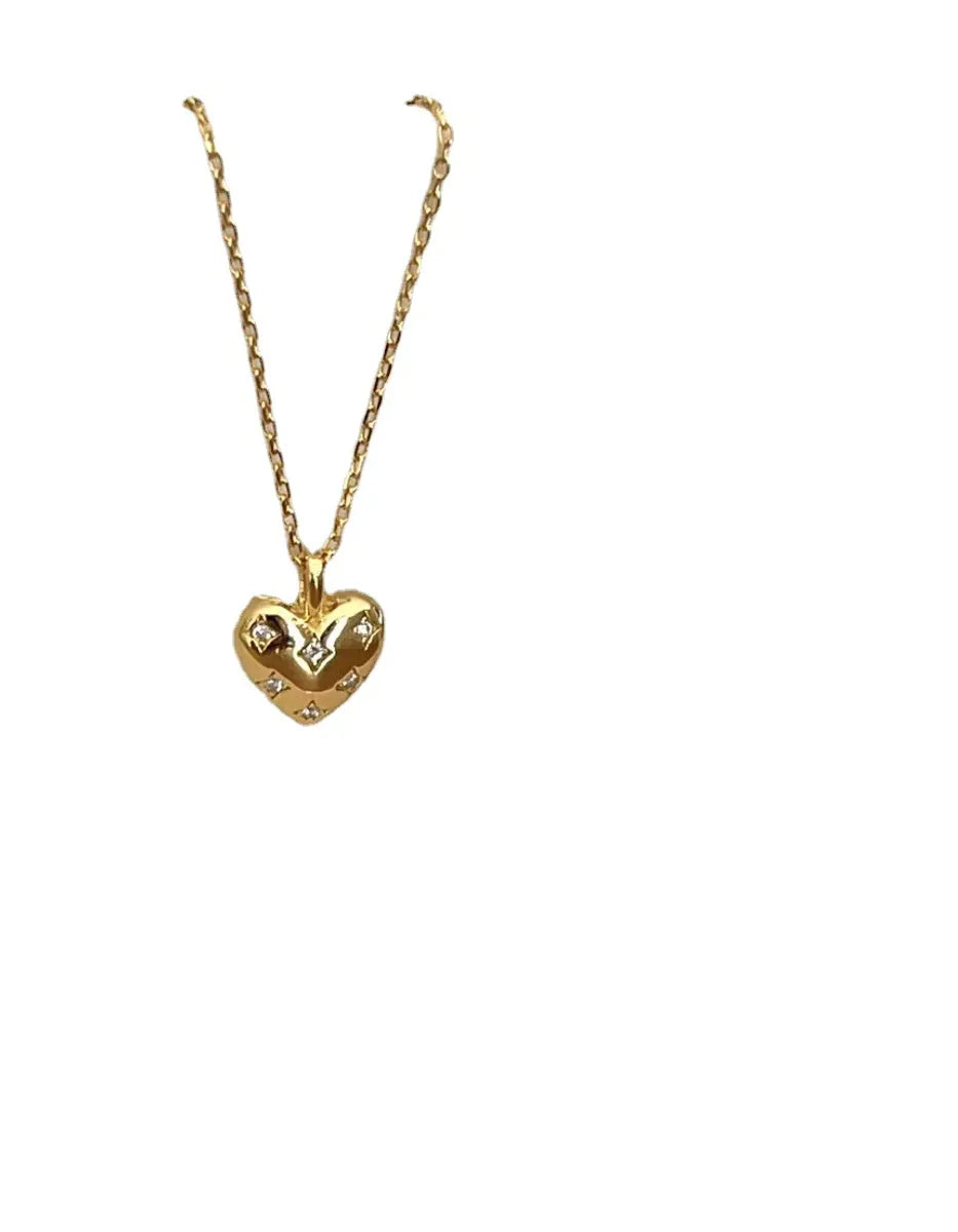 Ig Style Sweet Heart Shape Sterling Silver Plating Inlay Zircon Pendant Necklace