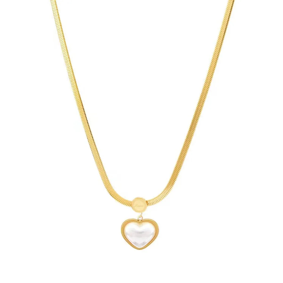 Ig Style Sweet Heart Shape Titanium Steel Plating Inlay Artificial Pearls Pendant Necklace