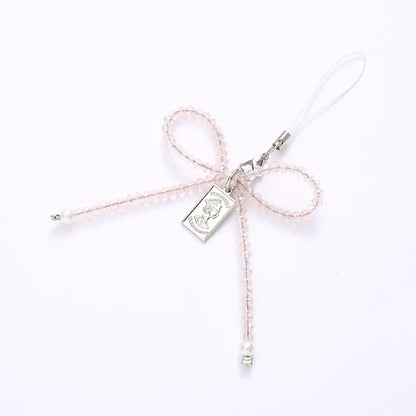 IG Style Sweet Human Bow Knot Beaded Pearl Bag Pendant Mobile Phone Chain