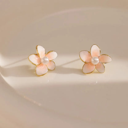 1 Pair Ig Style Sweet Korean Style Flower Enamel Alloy Ear Studs