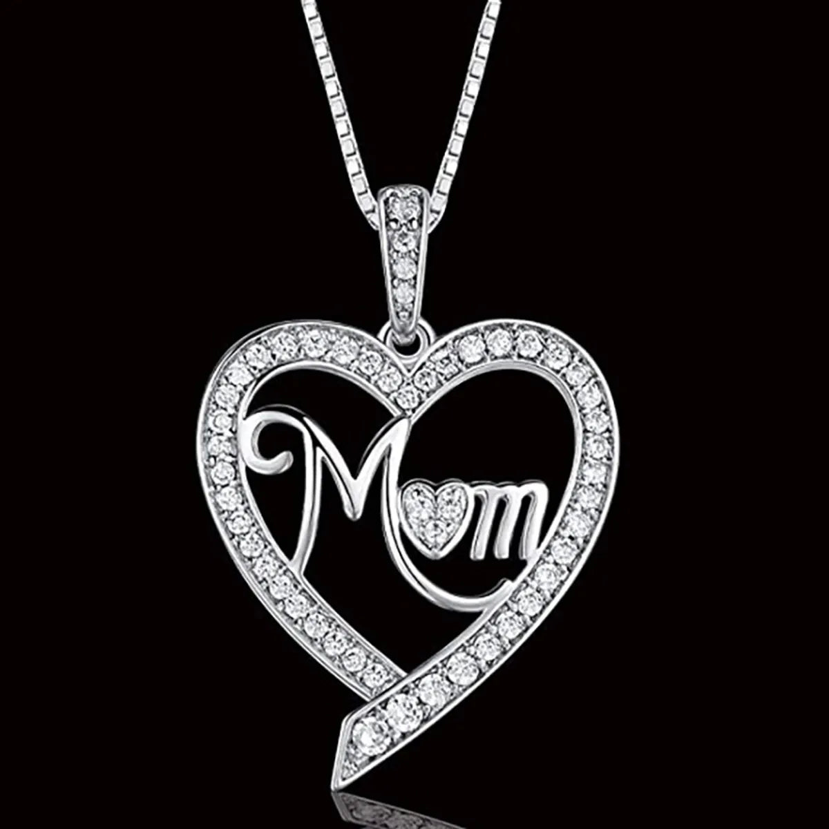 Ig Style Sweet Letter Heart Shape Copper Inlay Zircon Pendant Necklace