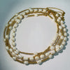 Ig Style Sweet Oval Stainless Steel Freshwater Pearl Beaded Handmade 18k Gold Plated Necklace
