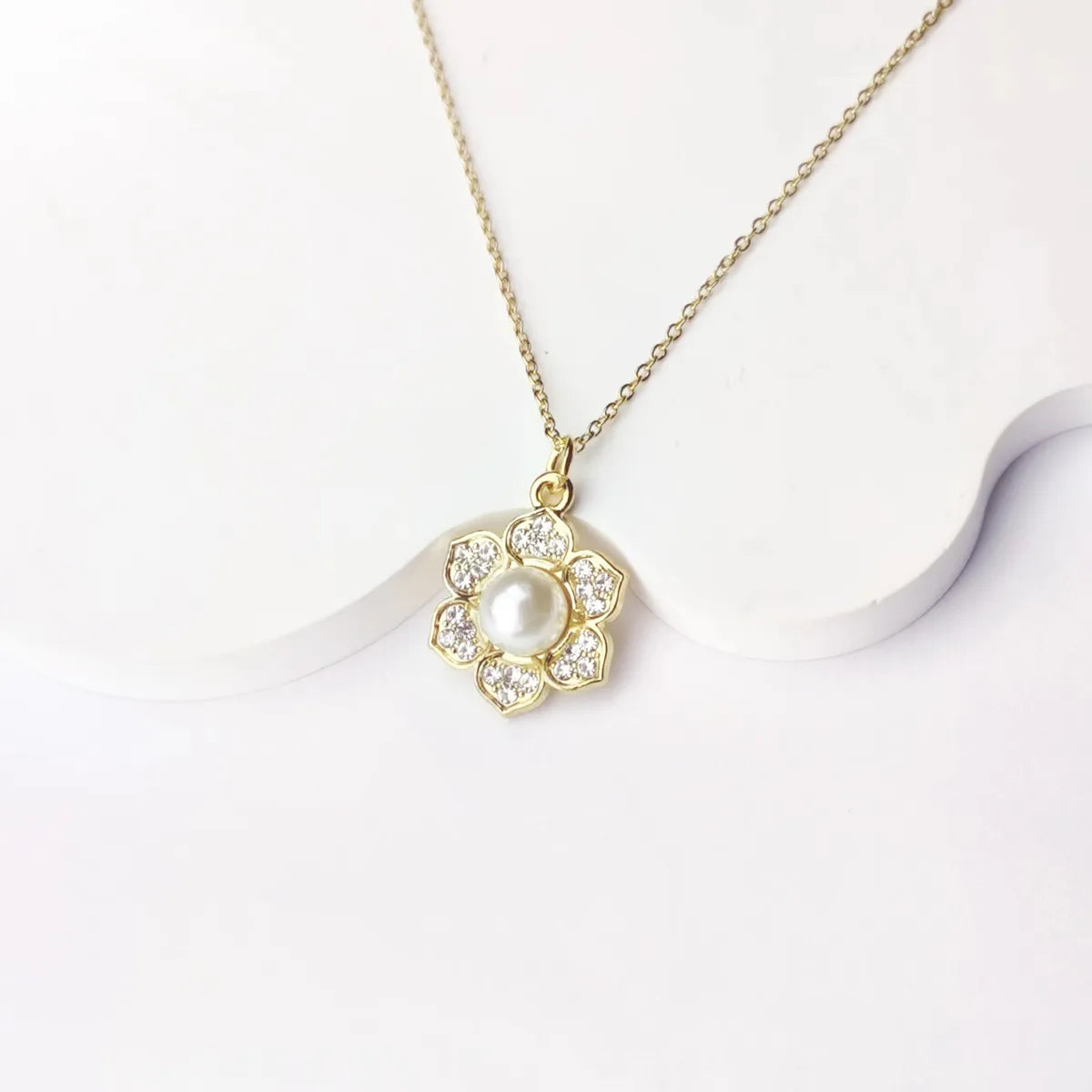 IG Style Sweet Simple Style Flower Alloy Inlay Pearl Zircon Women'S Jewelry Set