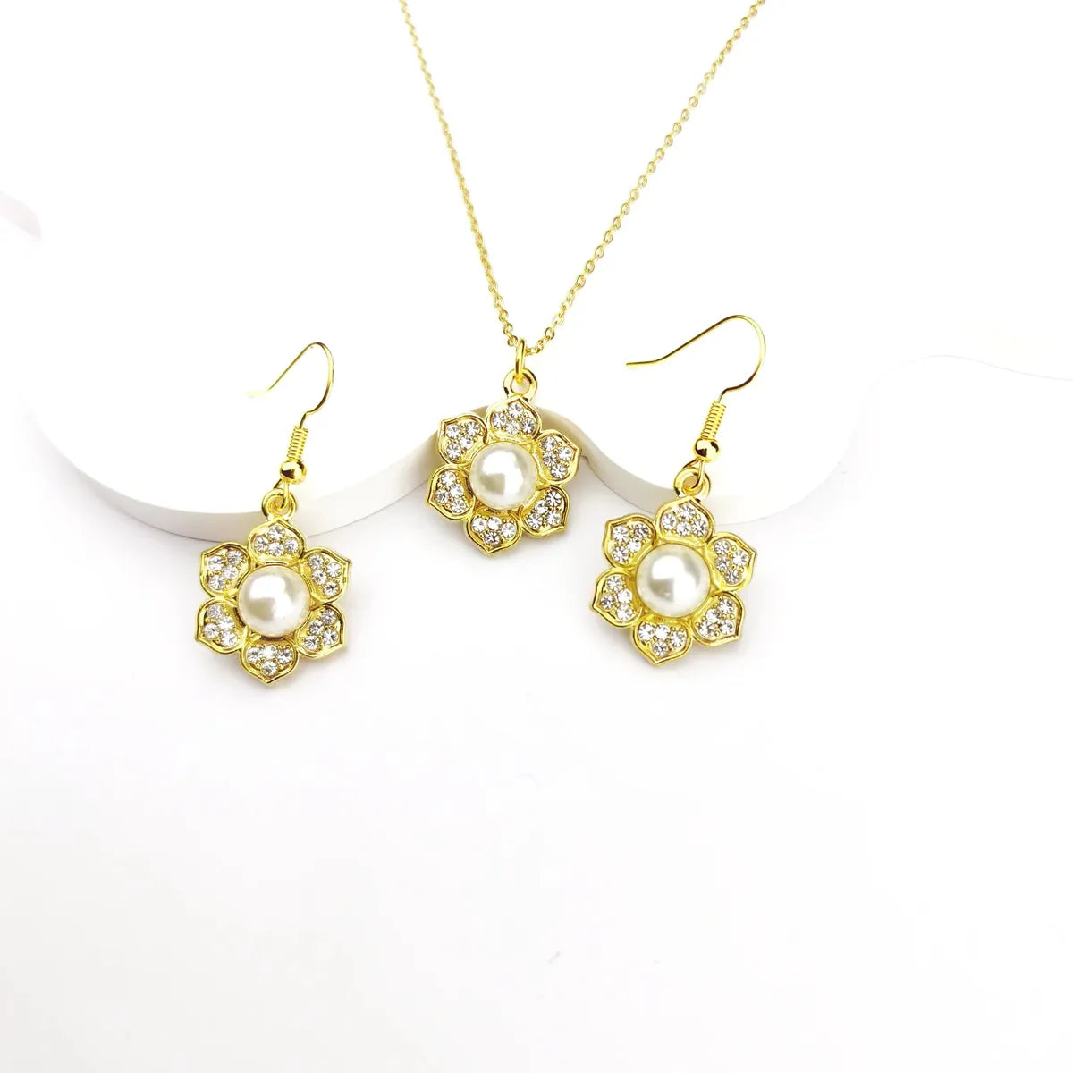 IG Style Sweet Simple Style Flower Alloy Inlay Pearl Zircon Women'S Jewelry Set