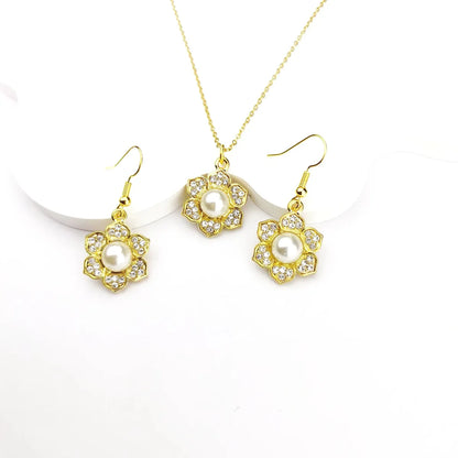 IG Style Sweet Simple Style Flower Alloy Inlay Pearl Zircon Women'S Jewelry Set