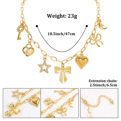 IG Style Sweet Simple Style Fruit Heart Shape Bow Knot Glass Alloy Wholesale Pendant Necklace