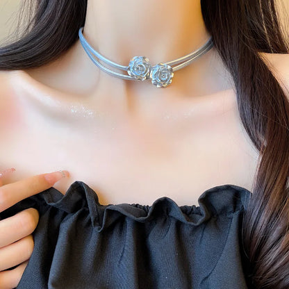 IG Style Sweet Simple Style Geometric Heart Shape Bow Knot Rhinestones Alloy Copper Wholesale Necklace