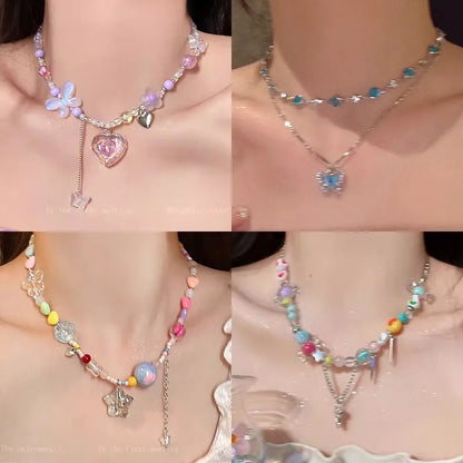 IG Style Sweet Simple Style Geometric Heart Shape Bow Knot Rhinestones Alloy Copper Wholesale Necklace