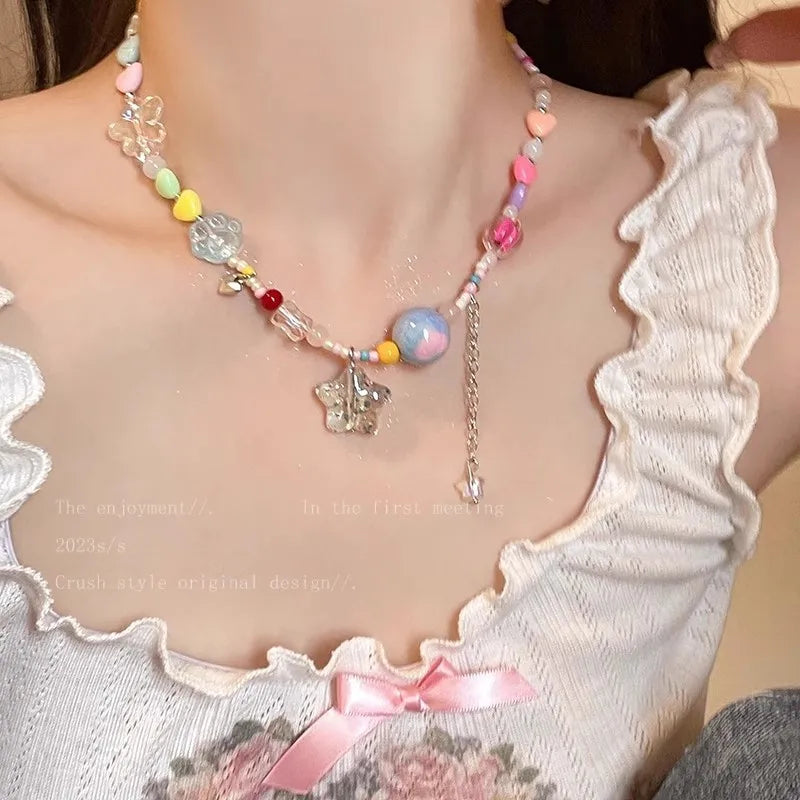 IG Style Sweet Simple Style Geometric Heart Shape Bow Knot Rhinestones Alloy Copper Wholesale Necklace