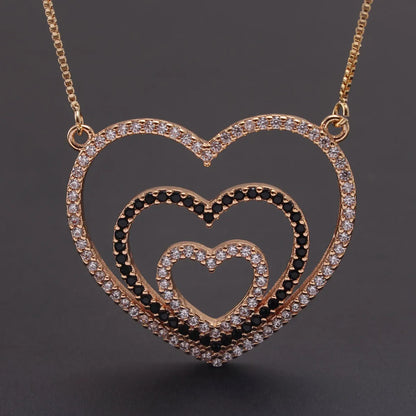 Ig Style Sweet Simple Style Heart Shape Copper Gold Plated Zircon Pendant Necklace In Bulk